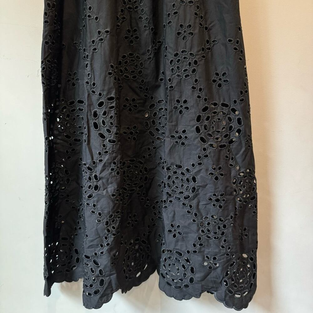 NWT Madewell Embroidered Tank Midi Dress in Poplin NS131 Black Sz 2 - Picture 6 of 9